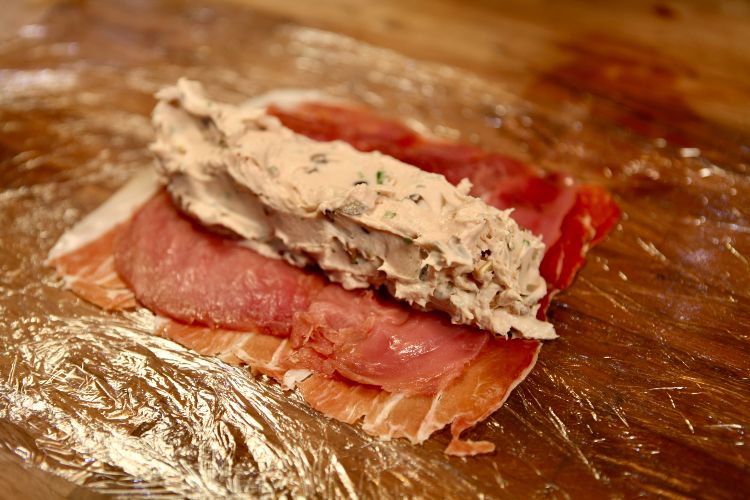 A pheasant ballotine prior to being rolled